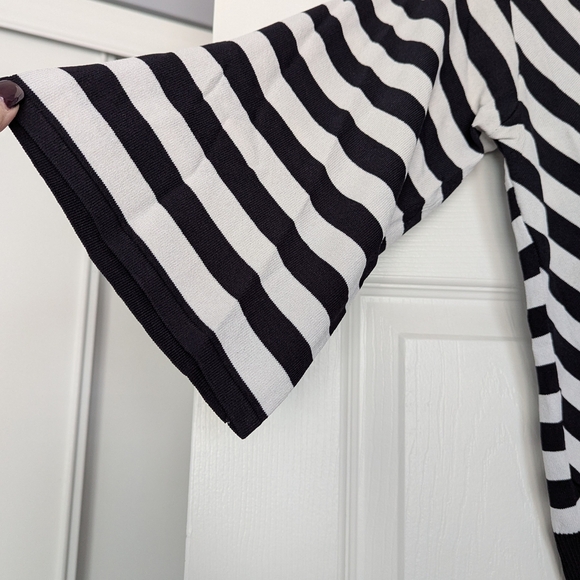 Striped Black and White Women's Sweater - Picture 2 of 4